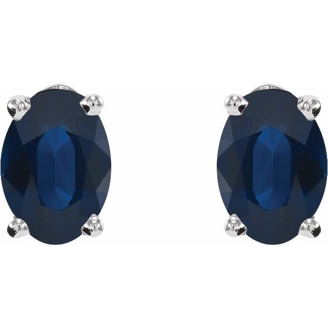 Aretes de oro blanco de 14k con Zafiro natural