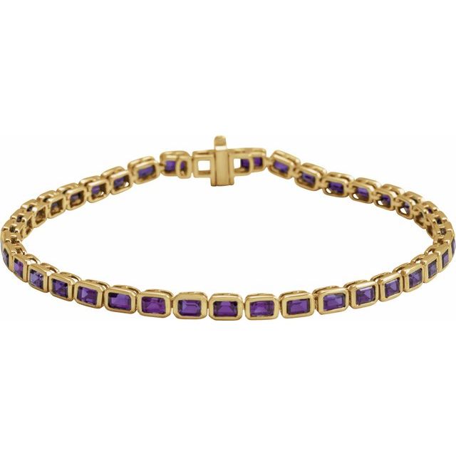Pulsera de oro amarillo de 14k con Amatistas naturales