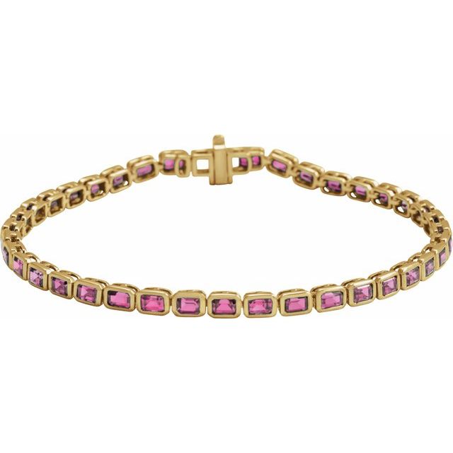 Pulsera de oro amarillo de 14k con Turmalinas naturales en color rosa