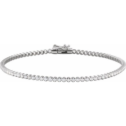 Pulsera en oro blanco de 14K con Diamantes Lab-grown de 1 5/8 CTW. Medida 17.78 cm.