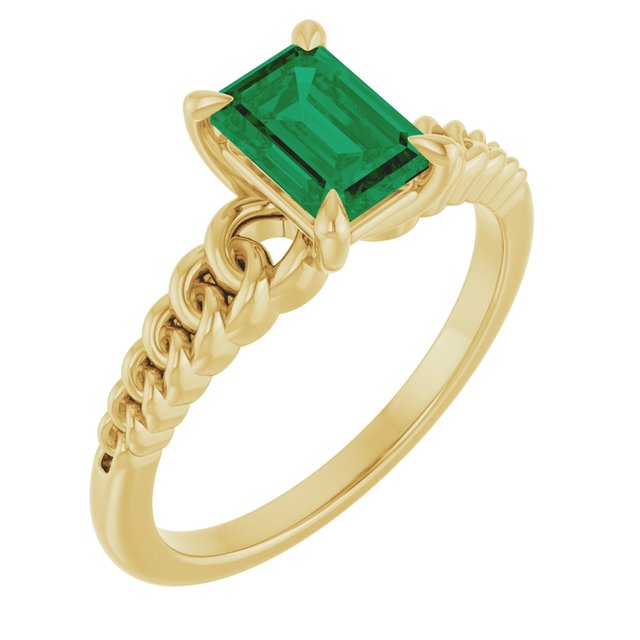 Anillo de oro amarillo de 14k con Esmeralda LG.