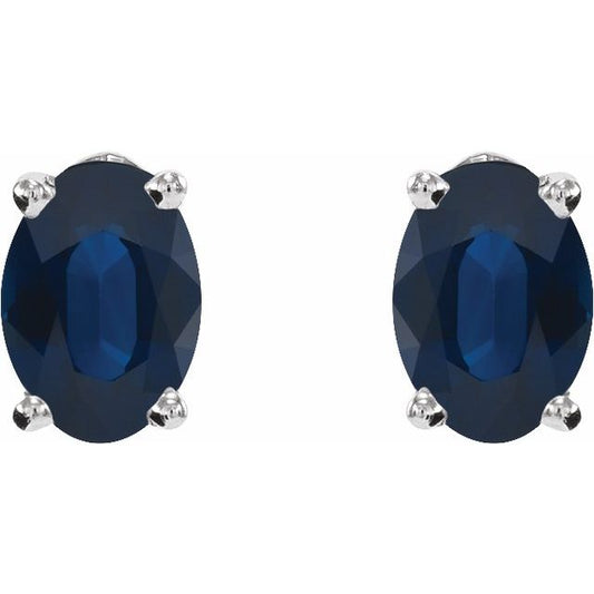 Aretes de oro blanco de 14k con Zafiro natural