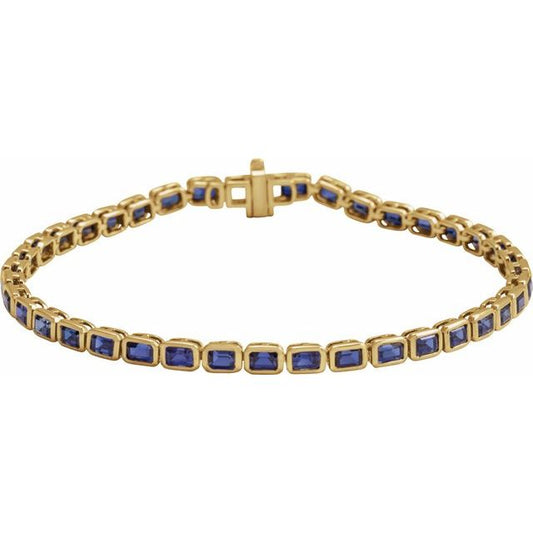 Pulsera de oro amarillo de 14k con zafiros LG