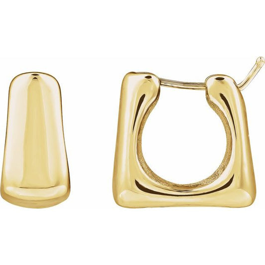 Aretes cuadrados de oro amarillo de 14k 
